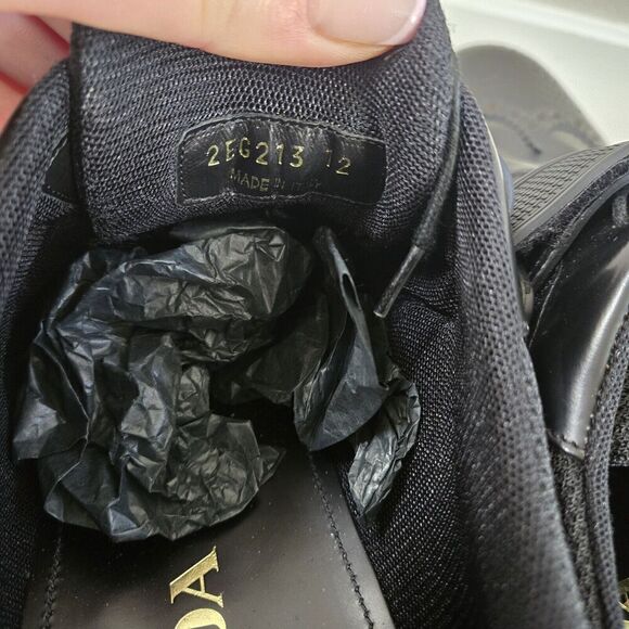 PRADA Black Leather Hook & Loop Men's Wingtin Brogues Oxfords Italy 12US - Picture 8 of 11